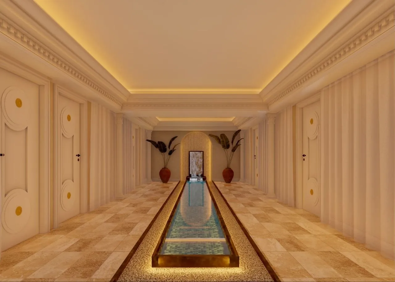 Hidroterapi yansıma havuzu koridoru — Didim spa merkezi